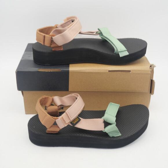 NEW TEVA Original Universal Green Pink  Brown Strappy Flat Sandal Women's 8 - Picture 6 of 10